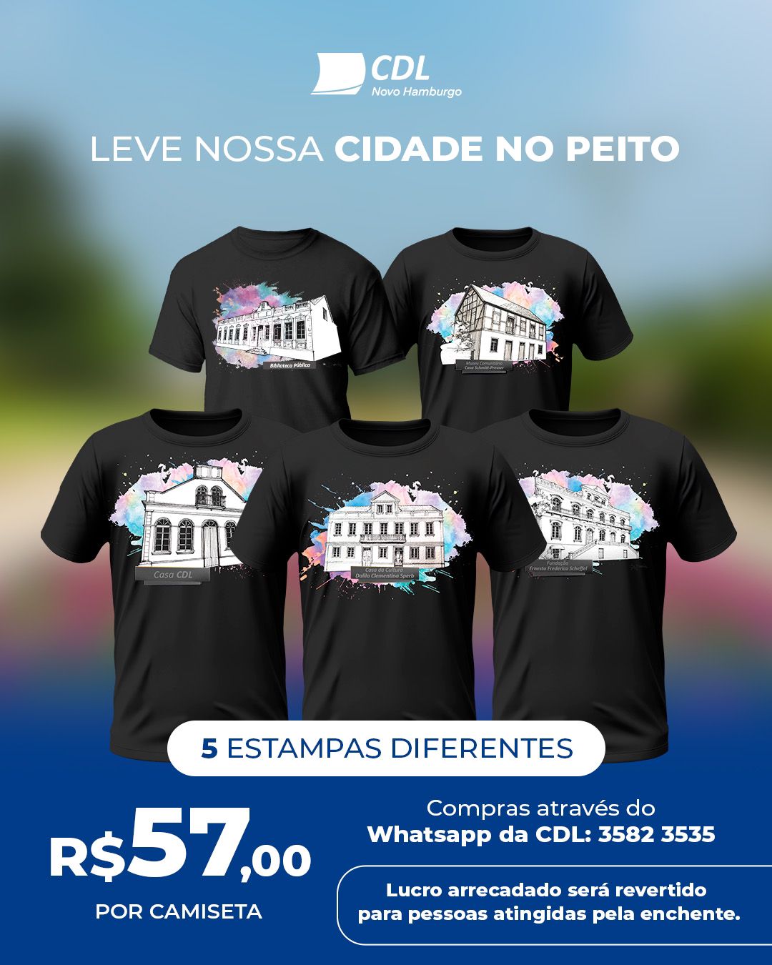 Camisetas criadas pelo diretor da CDL-NH estão à venda